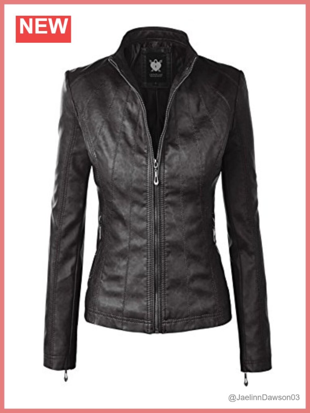 Slim Fit Vegan Leather Moto Jacket Lightweight Biker Coat